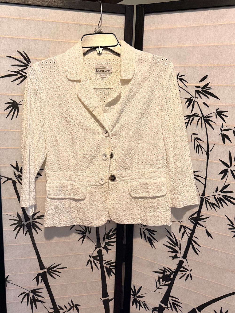 Elliott Lauren White Eyelet Blazer Jacket